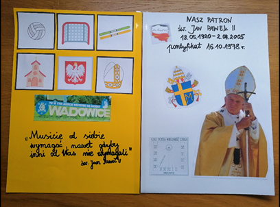 „JAN PAWEŁ II – PATRON NASZEJ SZKOŁY” TEMATEM PRAC UCZNIÓW
